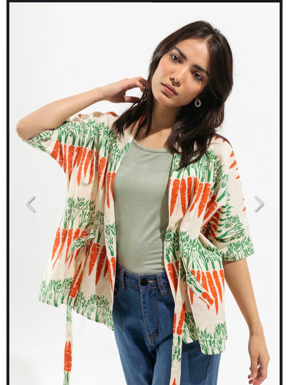Beechtree Carrot Print Wrap Top Long Sleeve Novelty Cottagecore Women's S Farm